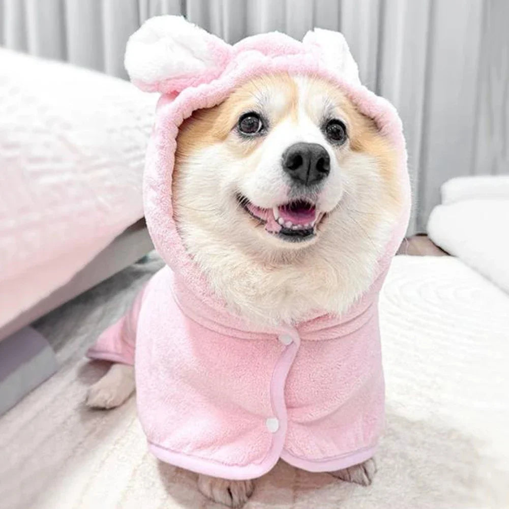 Hop & Fluff Dog Bathrobe – Bunny Ear Spa Robe