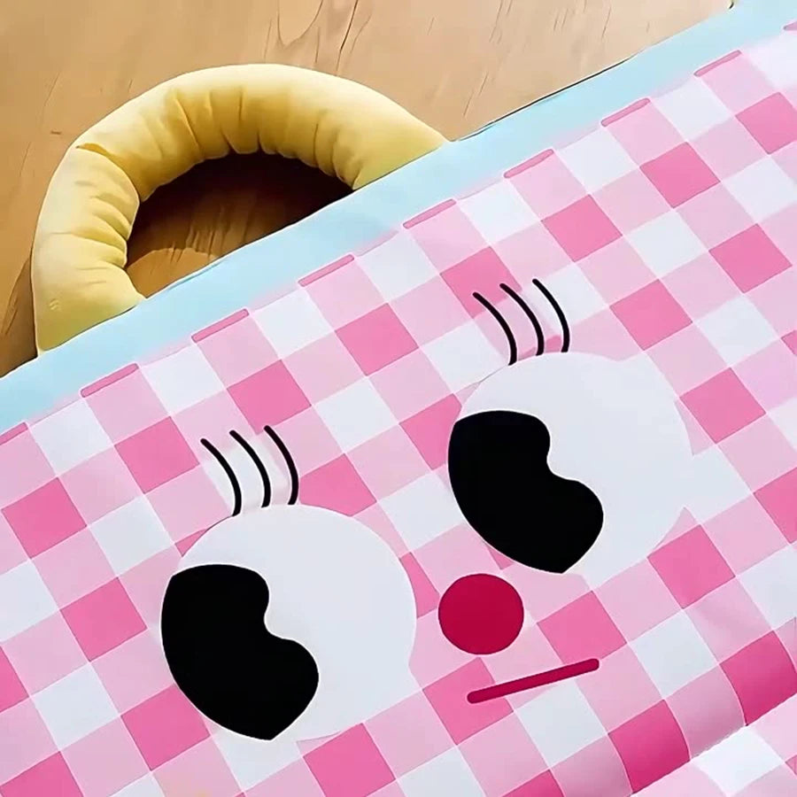 “Chill Buddy Mat” – Gingham Cooling Pad with Cute Face for Dogs