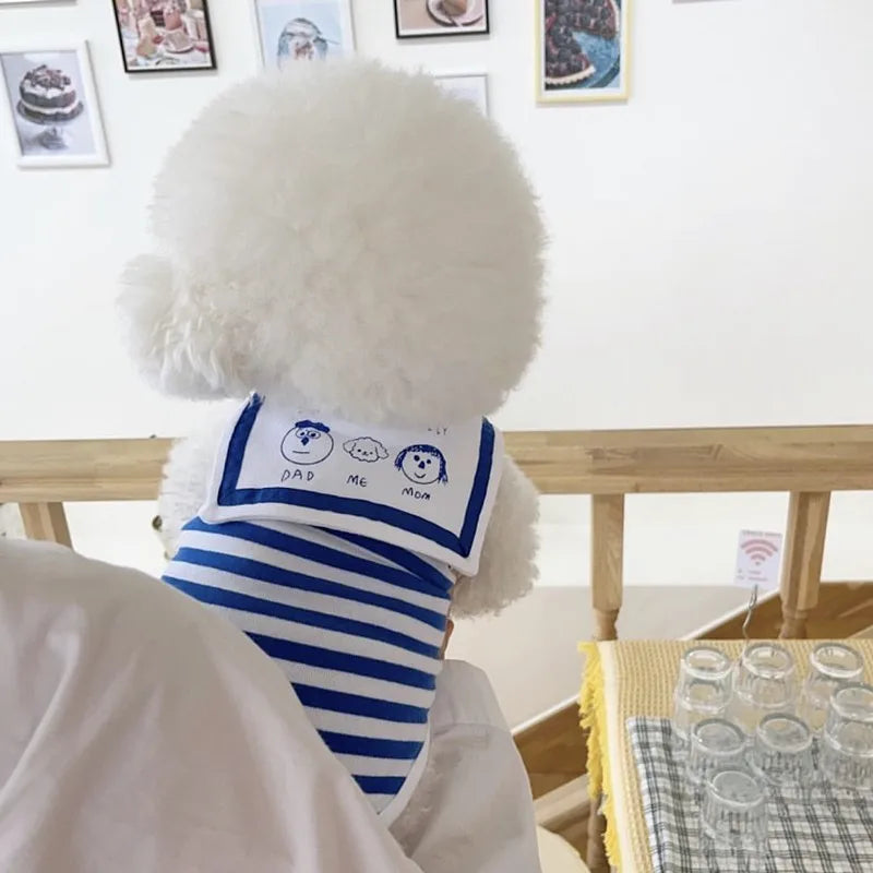 "First Mate Tee" Nautical Striped Dog Shirt