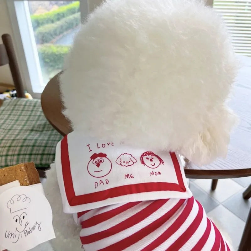 "First Mate Tee" Nautical Striped Dog Shirt