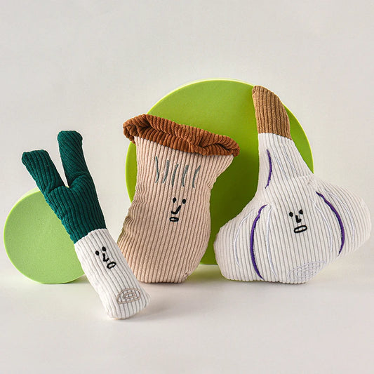 Sniff & Sprout – Scallion, Mushroom & Garlic Squeaky Toys