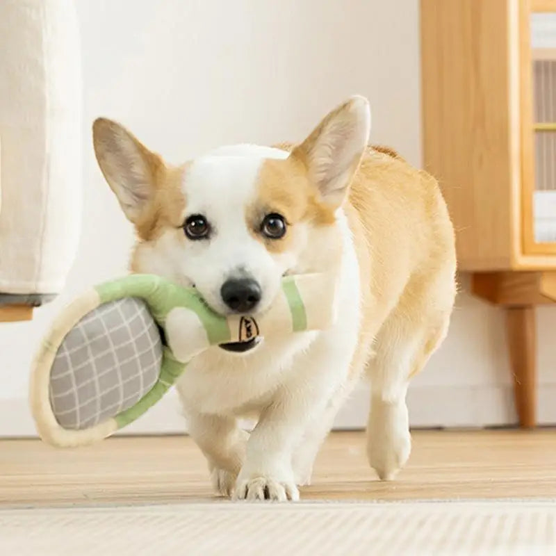 Love-Love Dog Toy Set – Plush Tennis Racket & Ball